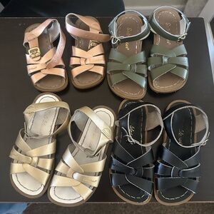 Salt Water Sandals by Hoy Black and Gold Interwoven Sandals